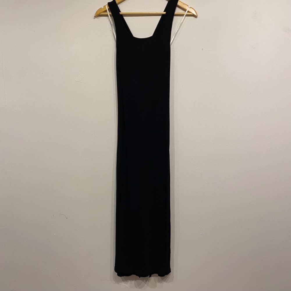 Luxedo Black Ribbed Bodycon Stretchy Midi‎ Dress Size Medium